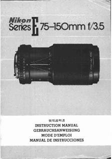 Nikon 75-150/3.5 manual. Camera Instructions.